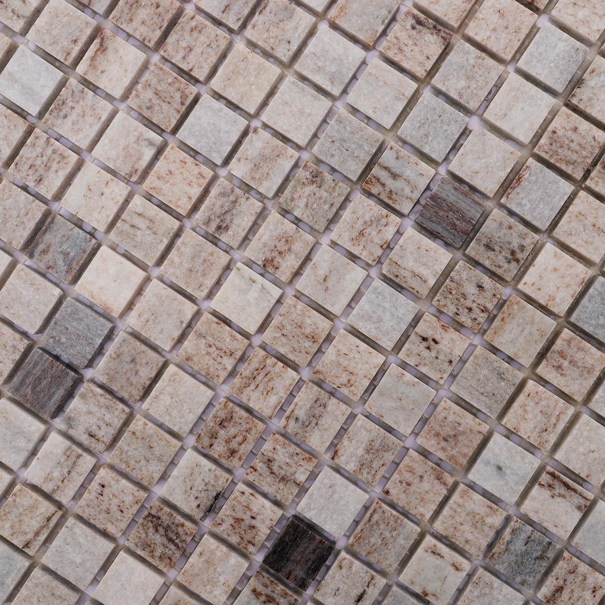 Gray Wooden Square Marble Honed Mosaic Tile — mosaic vuông bằng đá marble xám