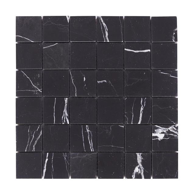 Nero Marquina Black Square Marble Mosaic Tiles — mosaic vuông bằng đá marble đen