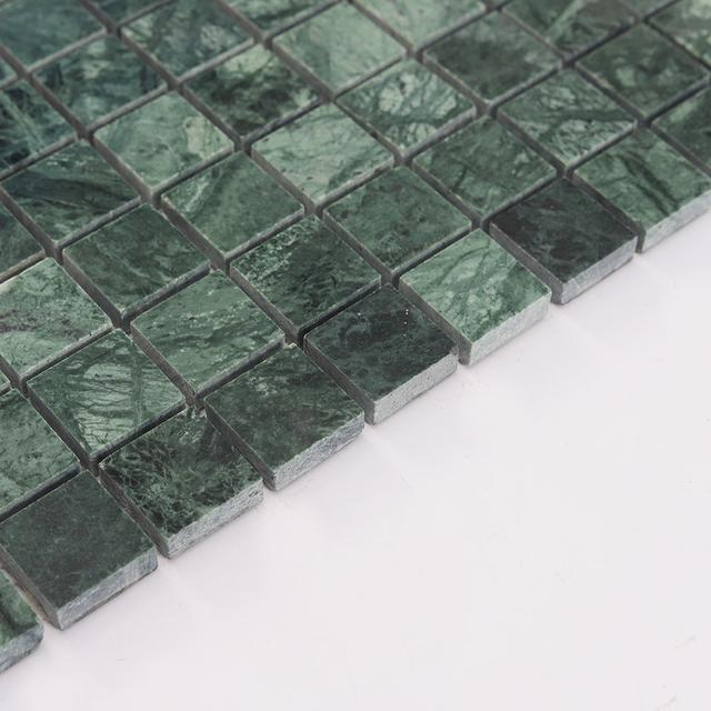 Dark Green Square Marble Mosaic Bathroom Floor Tile 12 in.X12 in. — mosaic vuông bằng đá marble xanh lục