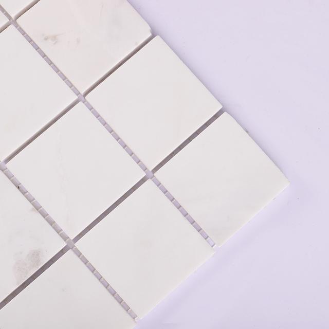 White Square Marble Floor and Wall Mosaic Tile — mosaic vuông bằng đá marble trắng