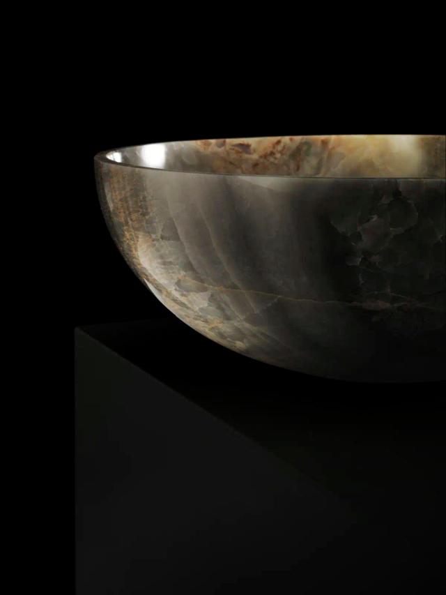 Lavabo đá dạng khối V — nội thất đá Rochelle Stone