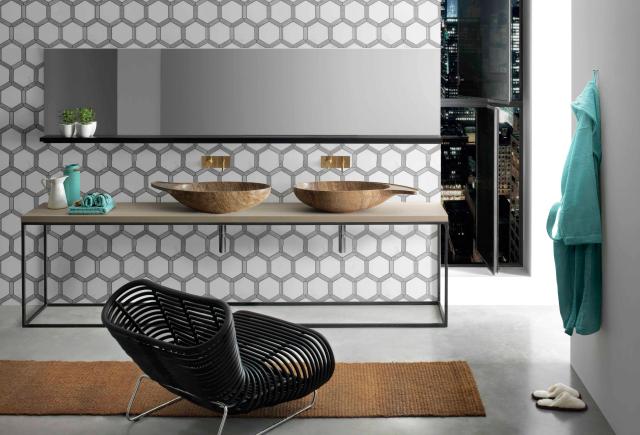 Lavabo đá đặt bàn thuôn dài II — nội thất đá Rochelle Stone