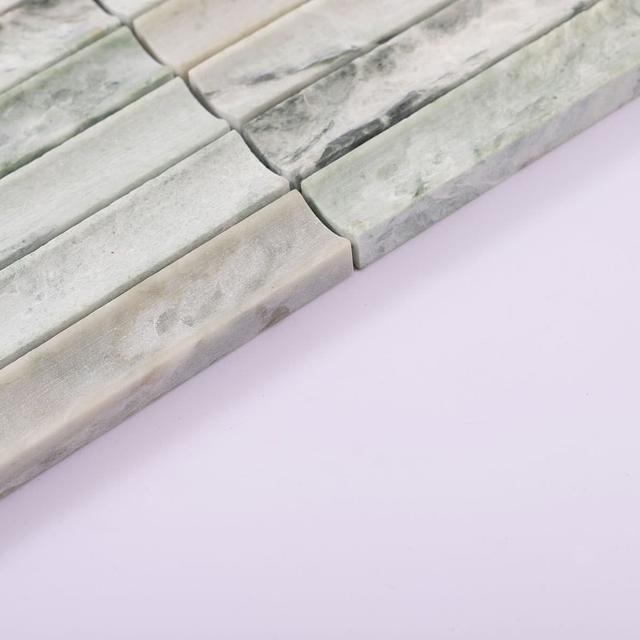 Ming Green Fluted Marble Honed Strip Mosaic Tile — mosaic rãnh sọc (fluted) bằng đá marble xanh lục