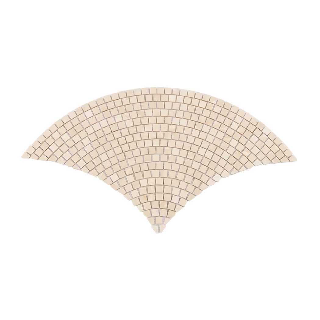 Beige Fan-Shaped Marble Mosaic — mosaic nan quạt bằng đá marble beige