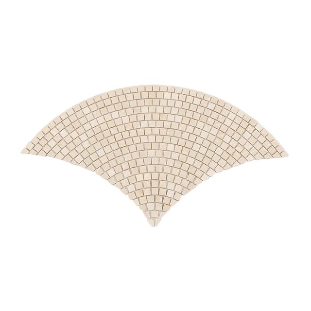 Beige Fan-Shaped Marble Mosaic — mosaic nan quạt bằng đá marble beige