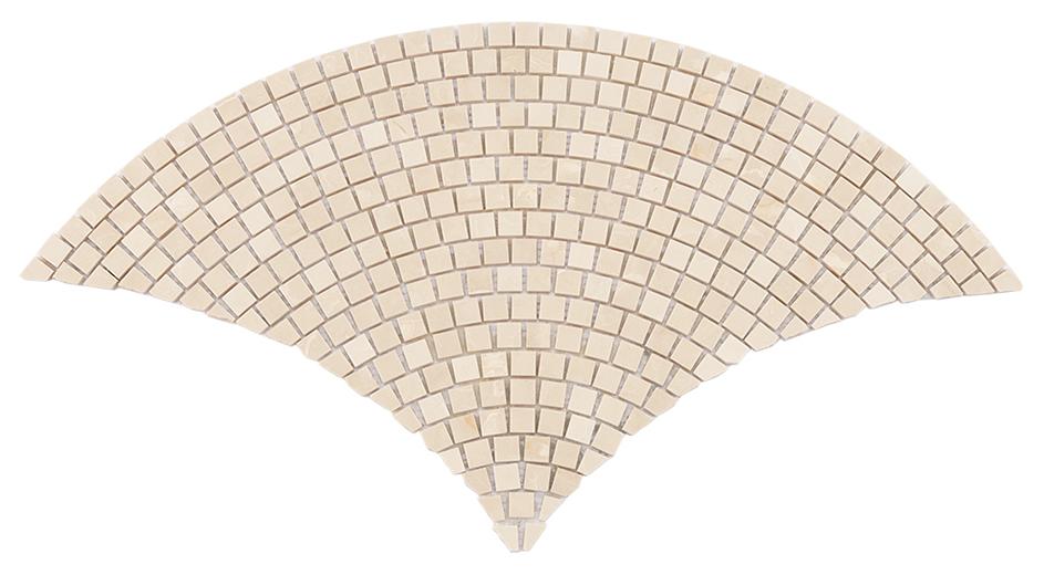 Beige Fan-Shaped Marble Mosaic — mosaic nan quạt bằng đá marble beige