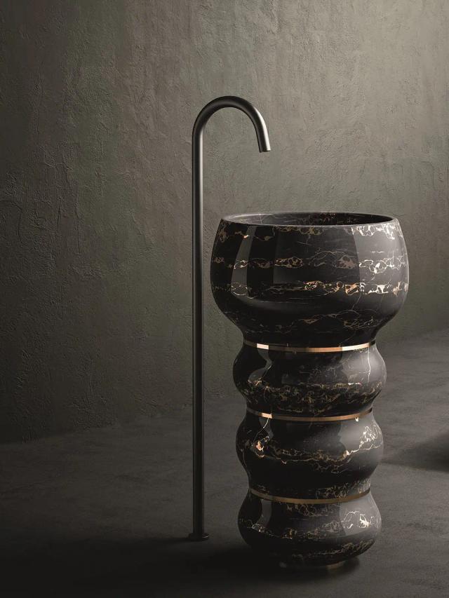 Lavabo đá nguyên khối tròn — nội thất đá Rochelle Stone