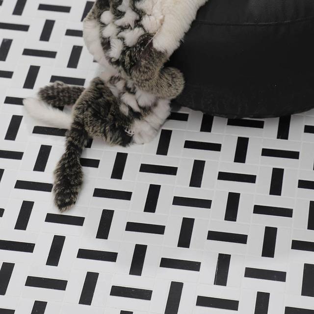 Black and White Faux Marble Mosaic Tiles — mosaic ghép nghệ thuật bằng đá marble đen & trắng