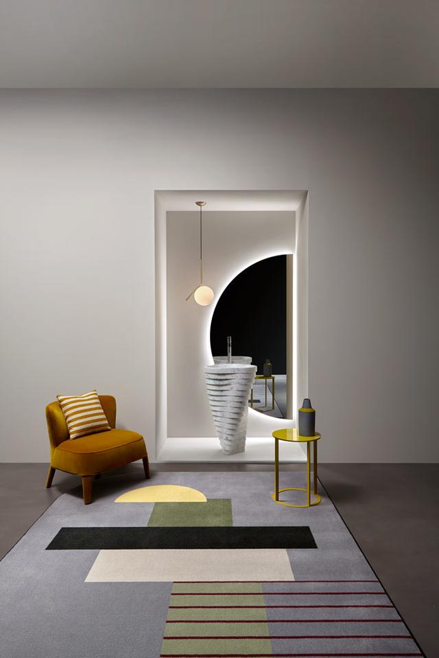 Lavabo Vortice đặt sàn — lavabo đá tự nhiên Rochelle
