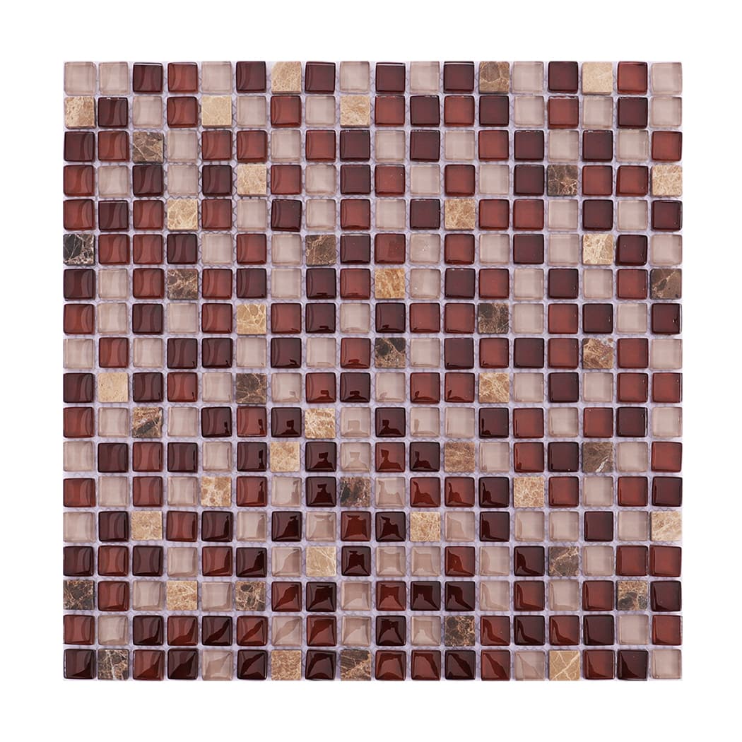Burgundy Glass and Emperador Marble Mosaic — Rochelle Rochelle Stone