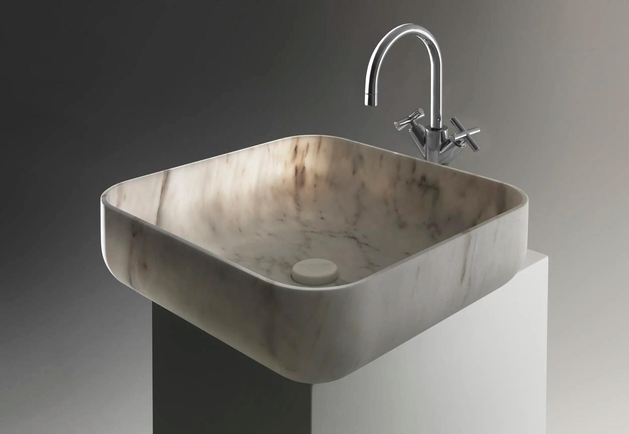 Lavabo đá dạng khối IV — nội thất đá Rochelle Couture