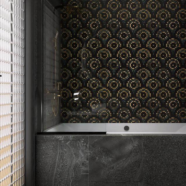 Metal and Marble Mosaic Tiles  Pixel Fish Scale Pattern — mosaic vảy cá (fish scale) bằng đá marble tự nhiên