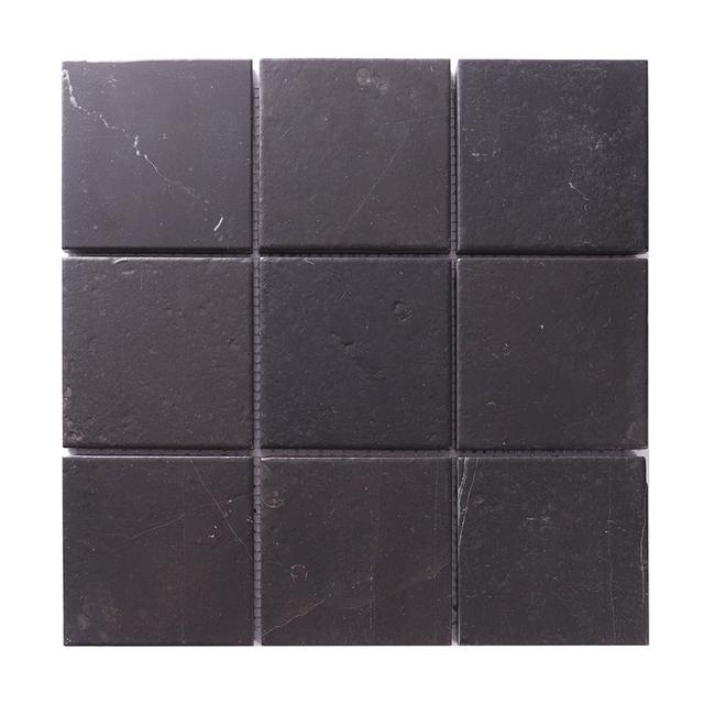 Black Large Square Honed Marble Floor Tile Stone Mosaic — mosaic vuông bằng đá marble đen