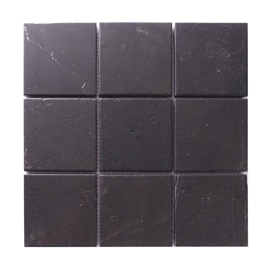 Black Large Square Honed Marble Floor Tile Stone Mosaic — mosaic vuông bằng đá marble đen