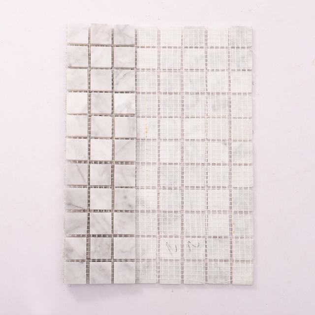 Carrara White Square Marble Mosaic Tiles for Elegant Walls — mosaic vuông bằng đá marble trắng & trắng Carrara