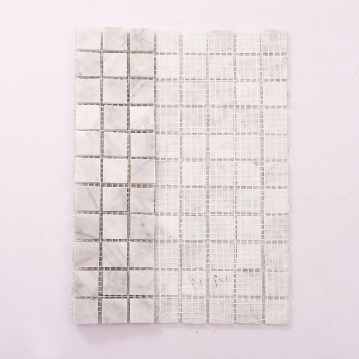 Carrara White Square Marble Mosaic Tiles for Elegant Walls — mosaic vuông bằng đá marble trắng & trắng Carrara
