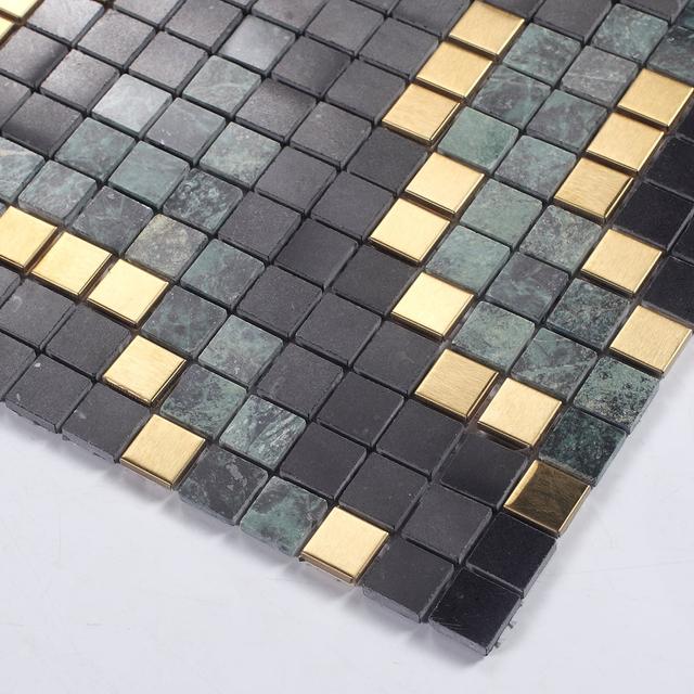 Metal and Marble Mosaic Tiles  Pixel Fish Scale Pattern — mosaic vảy cá (fish scale) bằng đá marble tự nhiên