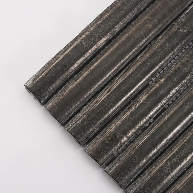 Dark Brown Fluted Marble Mosaic — mosaic rãnh sọc (fluted) bằng đá marble nâu trầm