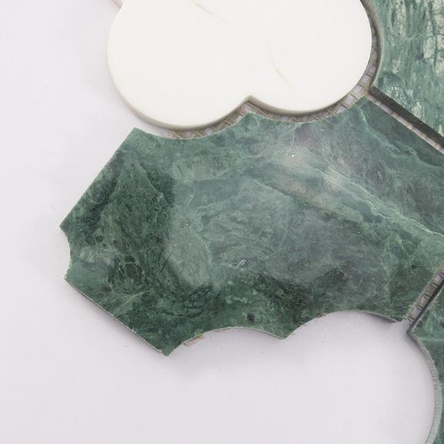 Dark Green Arabesque Marble Mosaic — mosaic arabesque bằng đá marble xanh lục đậm