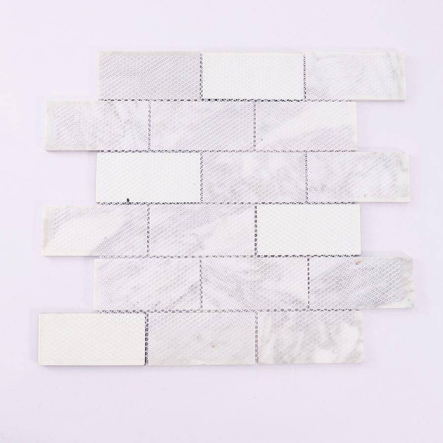 White Marble and Black Glass Mosaic Subway Tile — mosaic subway (gạch thẻ) bằng đá marble đen & trắng