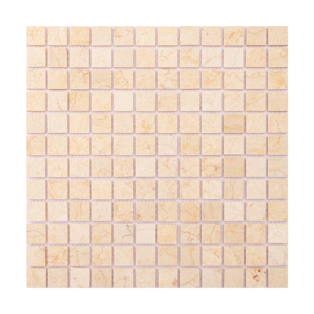 Crema Marfil Square Marble Mosaic Tiles 23X23 — mosaic vuông bằng đá marble tự nhiên