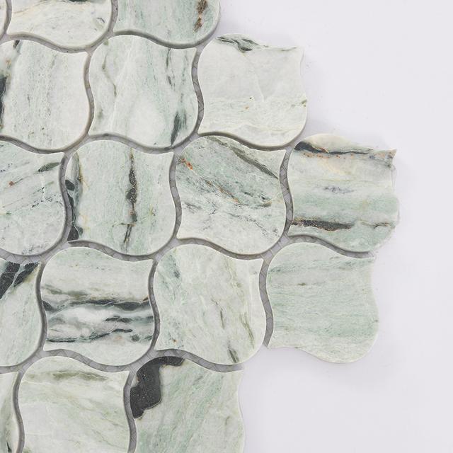 Light Green Arabesque Marble Tile 10.63 in. x 10.63 in. — mosaic arabesque bằng đá marble xanh lục