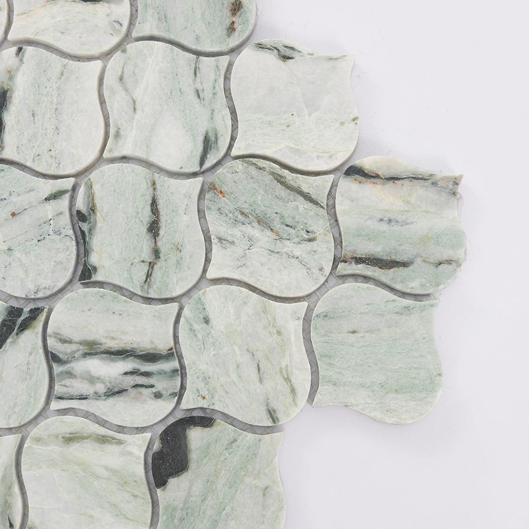 Light Green Arabesque Marble Tile 10.63 in. x 10.63 in. — mosaic arabesque bằng đá marble xanh lục
