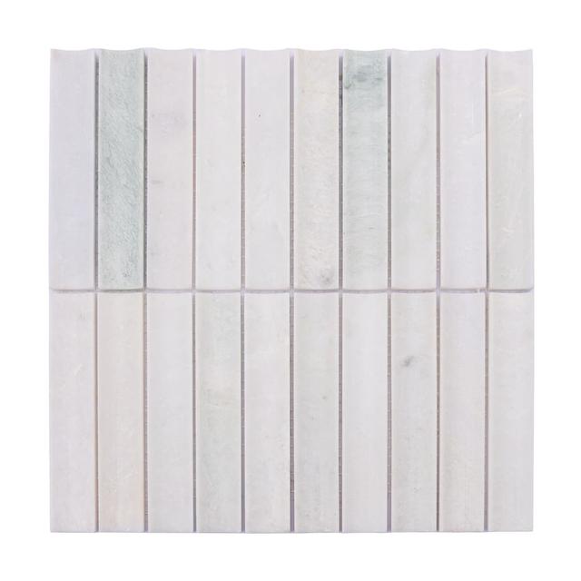 White Jade Polished Marble Mosaic Strip Fluted Wall Tile — mosaic rãnh sọc (fluted) bằng đá marble trắng