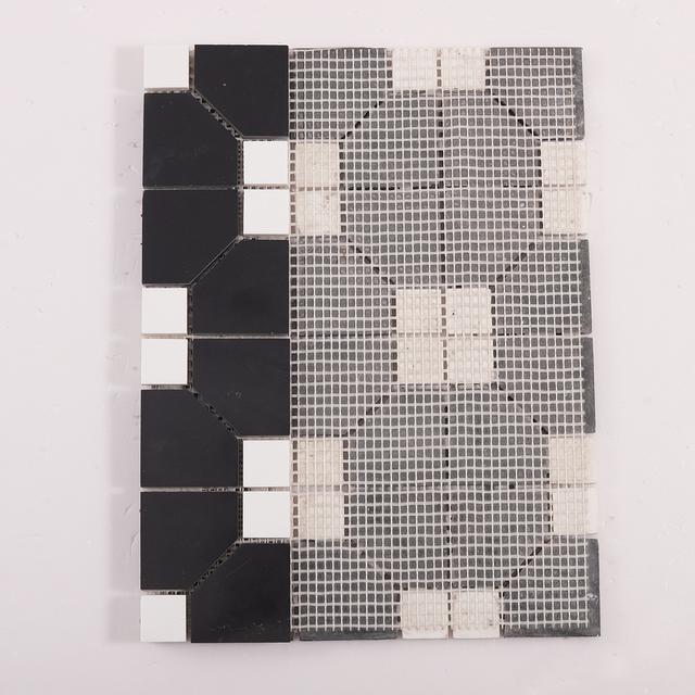 Black and White Hexagon Geometric Marble Mosaic — mosaic lục giác bằng đá marble đen & trắng