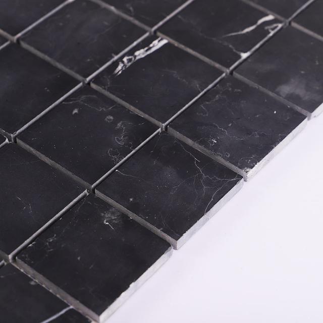 Nero Black Large Square Marble Mosaic Tile 2X2 — mosaic vuông bằng đá marble đen