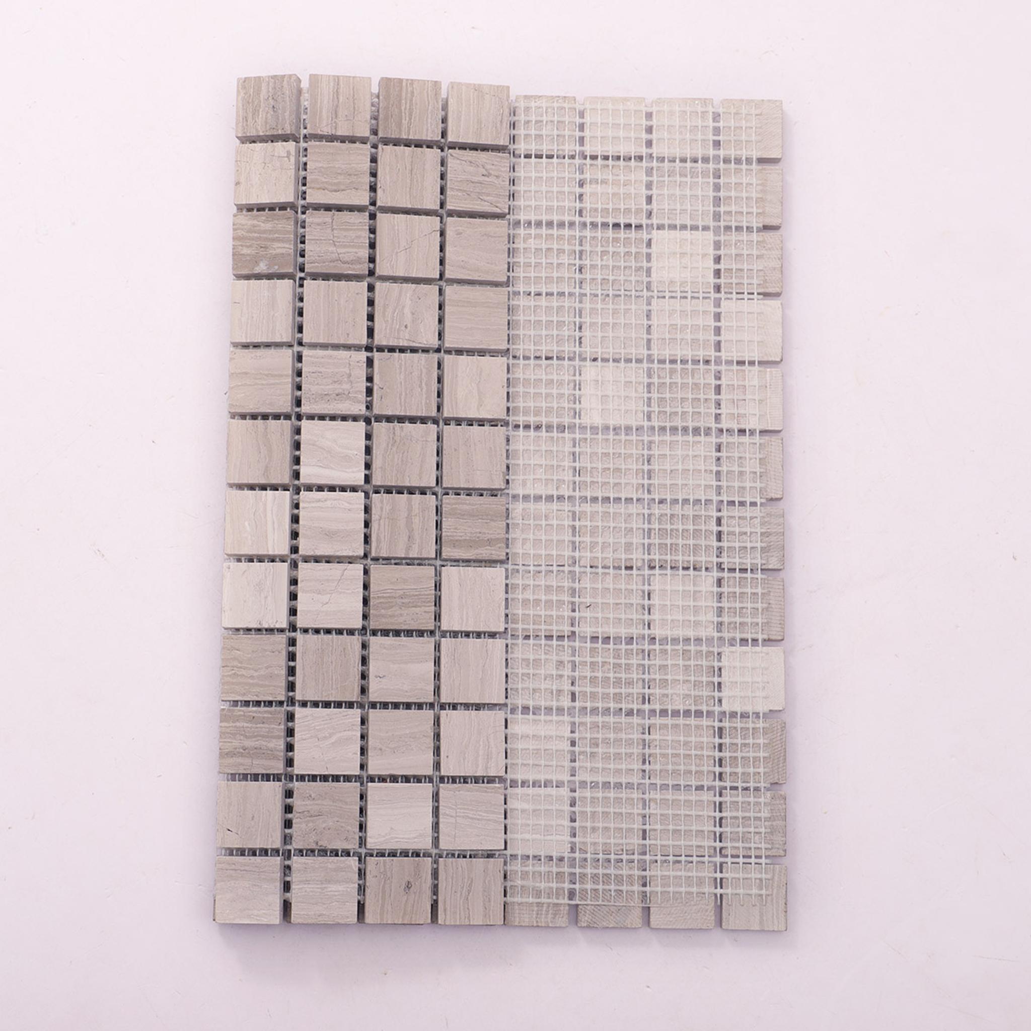 Grigio Legno Gray Marble Square Mosaic Tiles 23X23 — mosaic vuông bằng đá marble xám