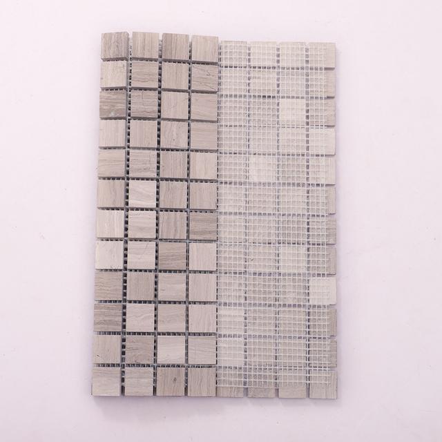 Grigio Legno Gray Marble Square Mosaic Tiles 23X23 — mosaic vuông bằng đá marble xám