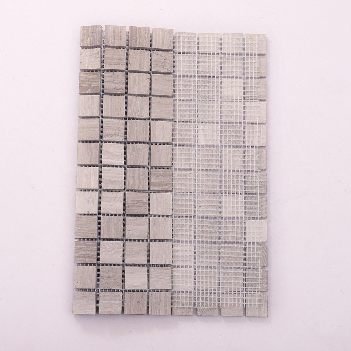 Grigio Legno Gray Marble Square Mosaic Tiles 23X23 — mosaic vuông bằng đá marble xám