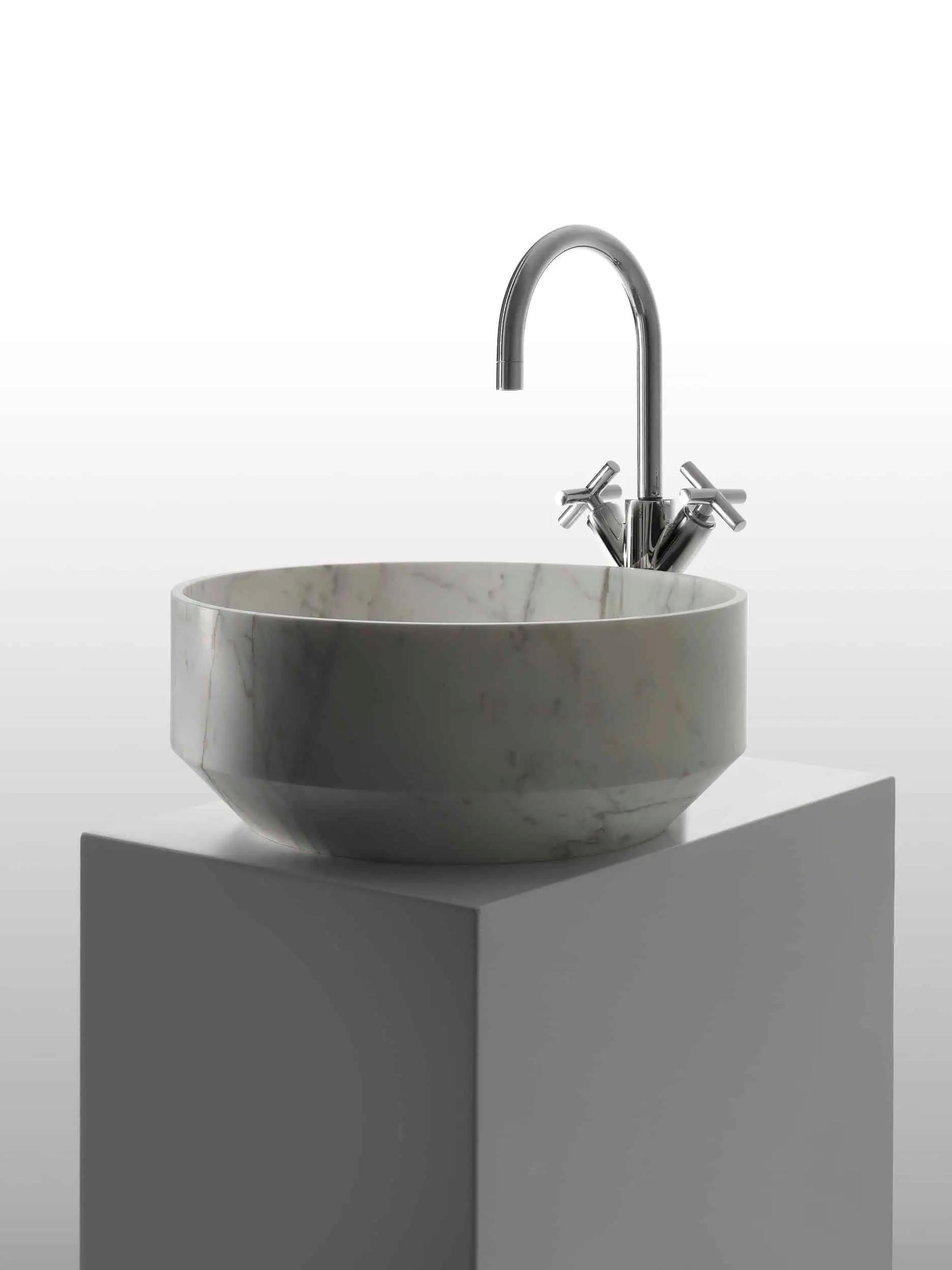 Lavabo đá dạng khối III — nội thất đá Rochelle Couture