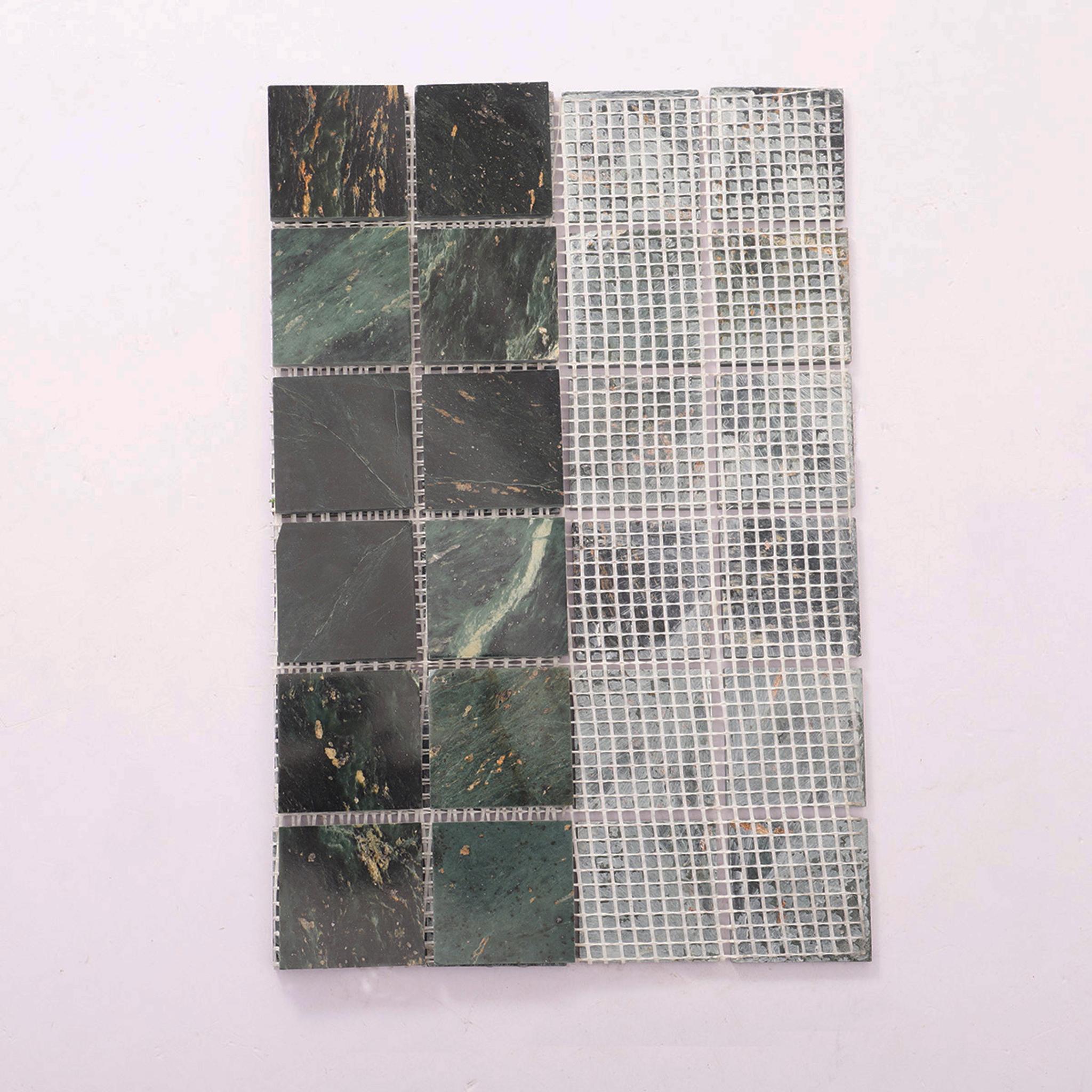 Green Marble Square Mosaic Tiles for Walls and Floors — mosaic vuông bằng đá marble xanh lục