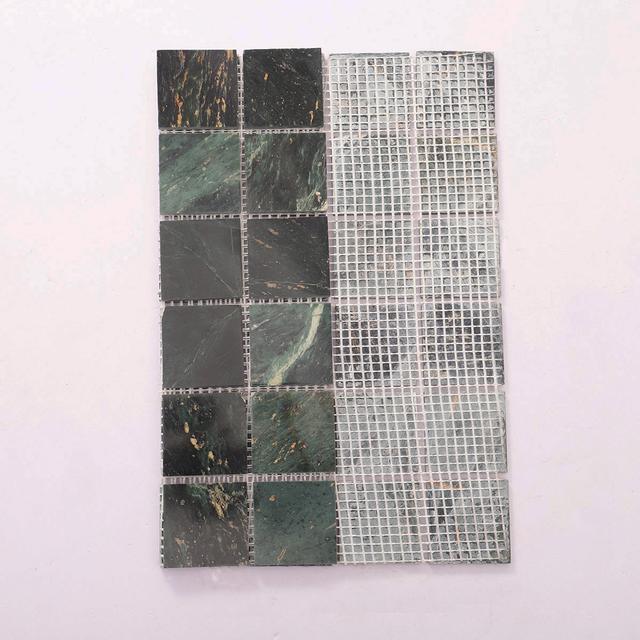 Green Marble Square Mosaic Tiles for Walls and Floors — mosaic vuông bằng đá marble xanh lục