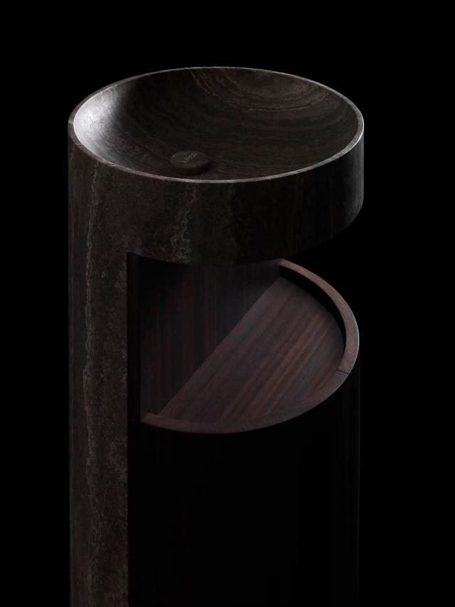 Lavabo đá nguyên khối tròn IV — nội thất đá Rochelle Stone
