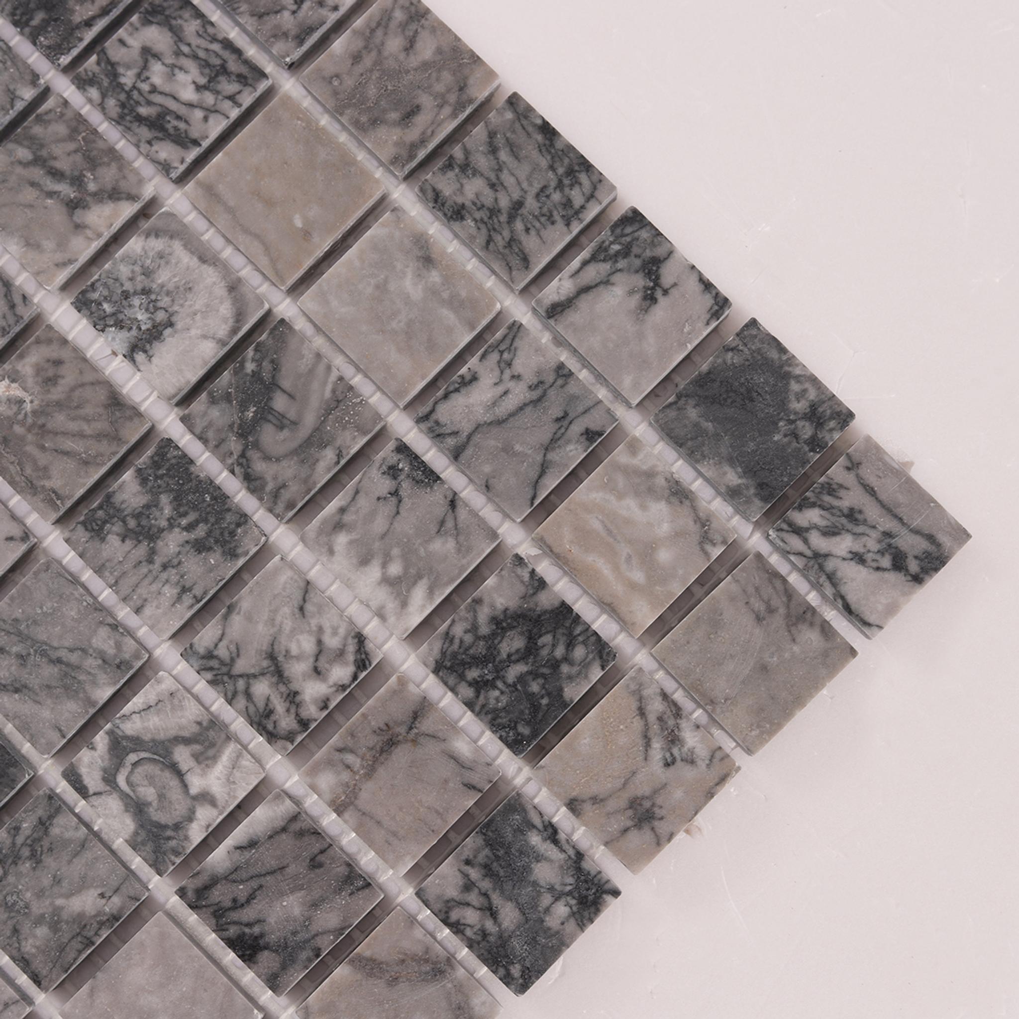 Bardiglio Gray Square Marble Polished Mosaic Tiles — mosaic vuông bằng đá marble xám