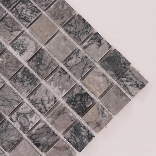 Bardiglio Gray Square Marble Polished Mosaic Tiles — mosaic vuông bằng đá marble xám