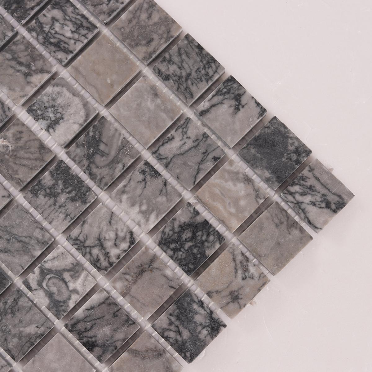 Bardiglio Gray Square Marble Polished Mosaic Tiles — mosaic vuông bằng đá marble xám