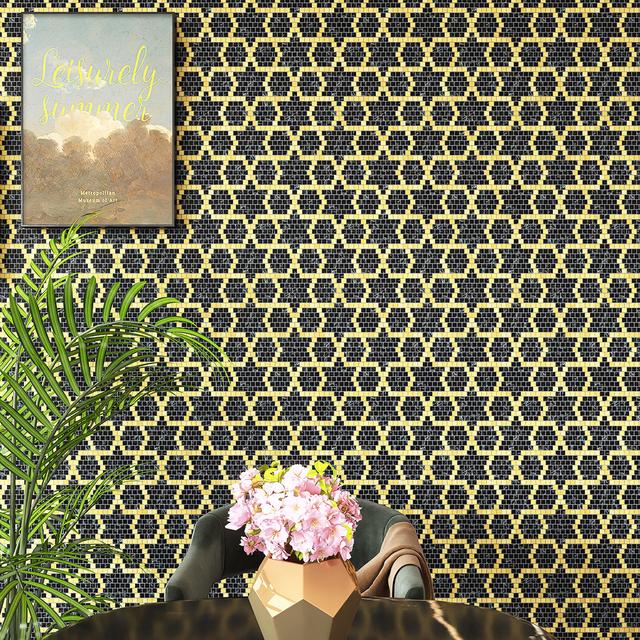 Green and Gold Marble Mosaic Tiles — mosaic subway (gạch thẻ) bằng đá marble xanh lục & vàng
