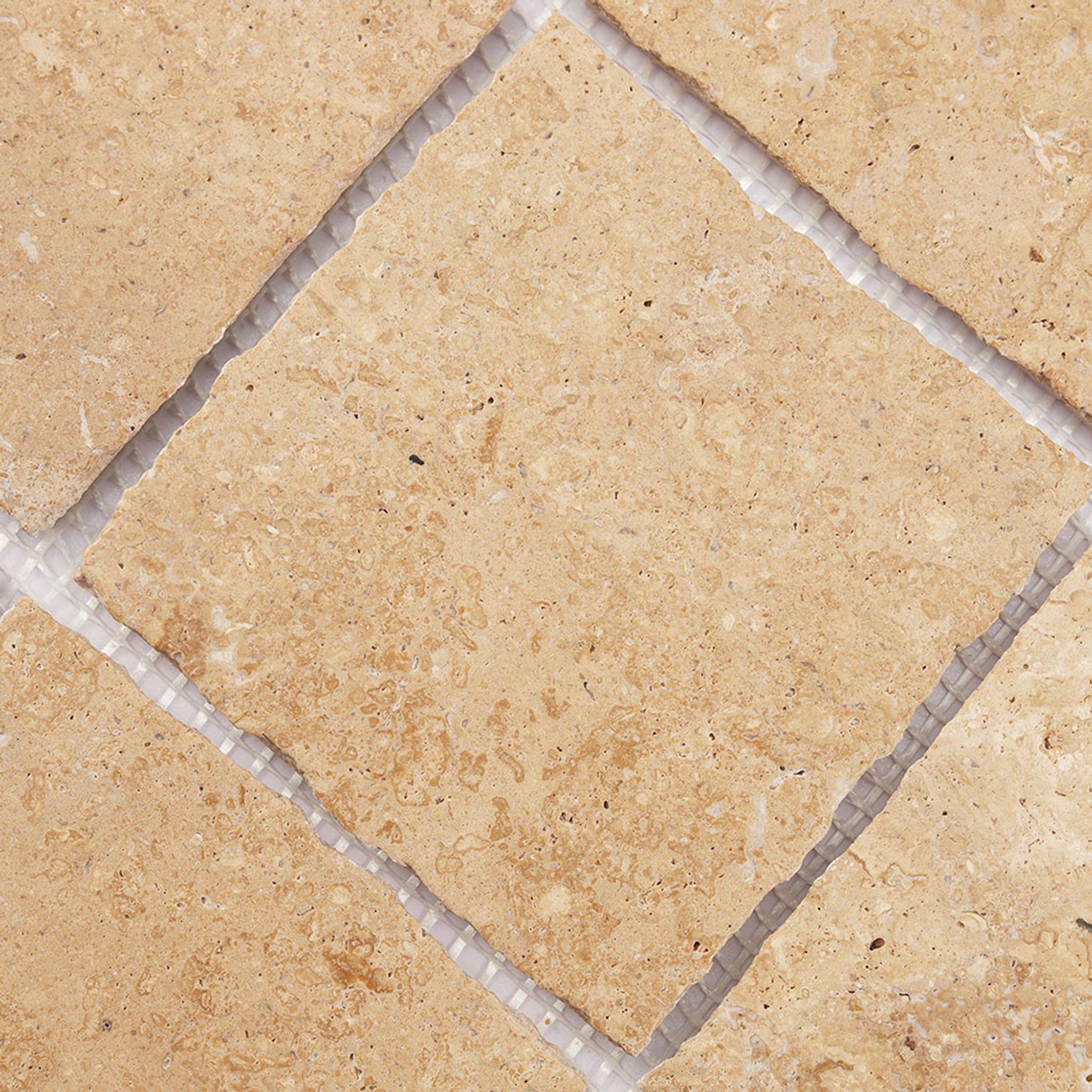Beige Limestone Square Mosaic Tile for Natural Wall and Floor Design — mosaic vuông bằng đá vôi (limestone) beige