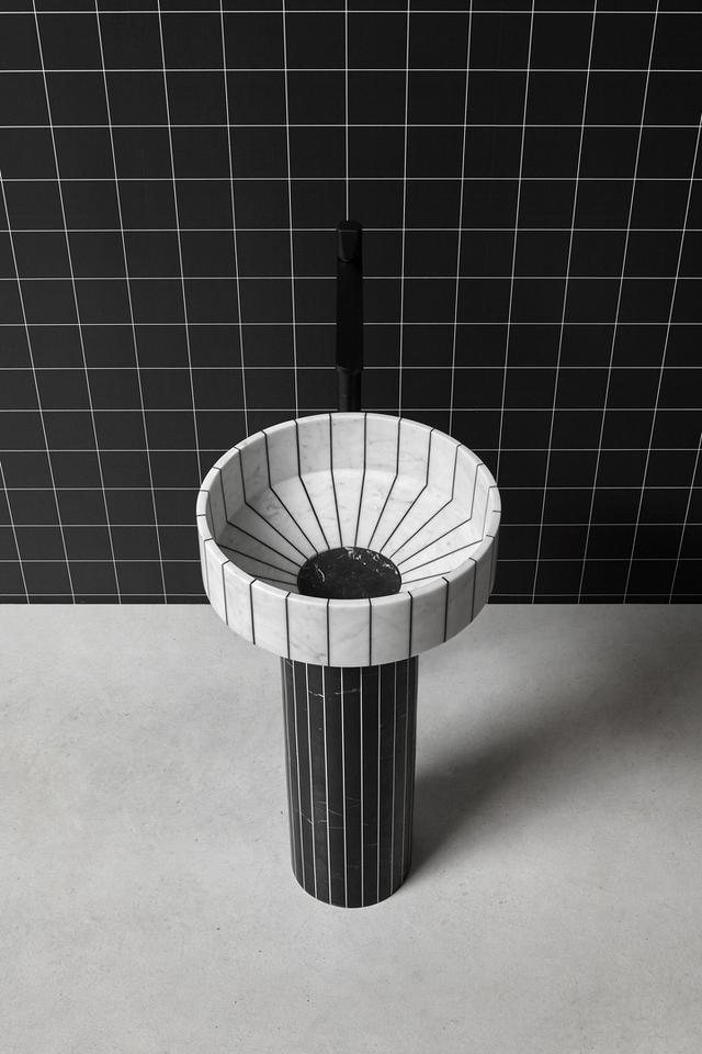 Lavabo 024 đặt sàn — lavabo đá tự nhiên Rochelle