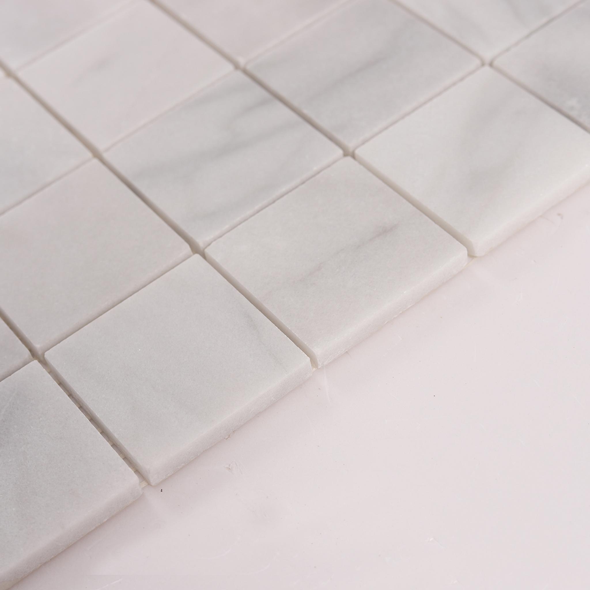 Carrara Venato Square Marble Mosaic Tiles — mosaic vuông bằng đá marble trắng Carrara