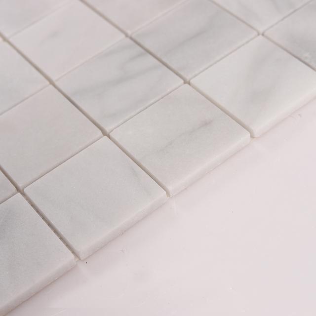 Carrara Venato Square Marble Mosaic Tiles — mosaic vuông bằng đá marble trắng Carrara