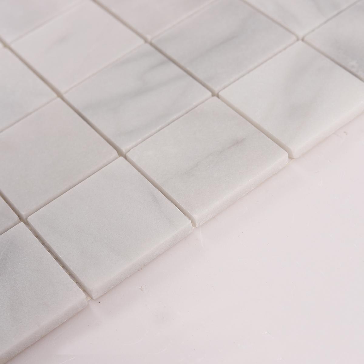 Carrara Venato Square Marble Mosaic Tiles — mosaic vuông bằng đá marble trắng Carrara