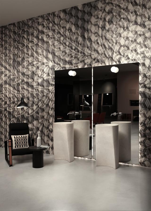 Lavabo Rilievo đặt sàn — lavabo đá tự nhiên Rochelle