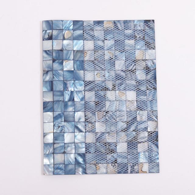 Iridescent Blue Mother of Pearl Square Mosaic — mosaic vuông bằng xà cừ xanh ánh ngọc