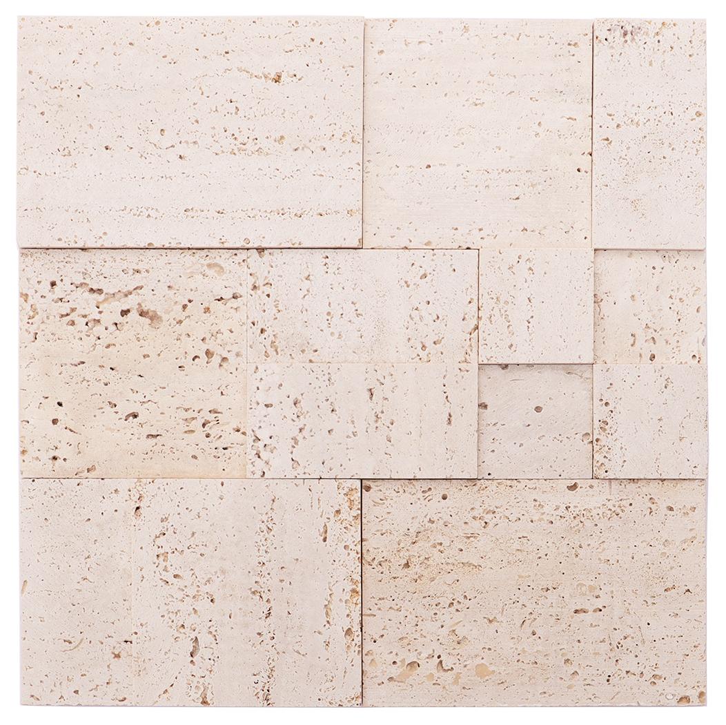 3D Beige Square Seamless Connection Travertine Marble Tile — mosaic vuông bằng đá travertine beige