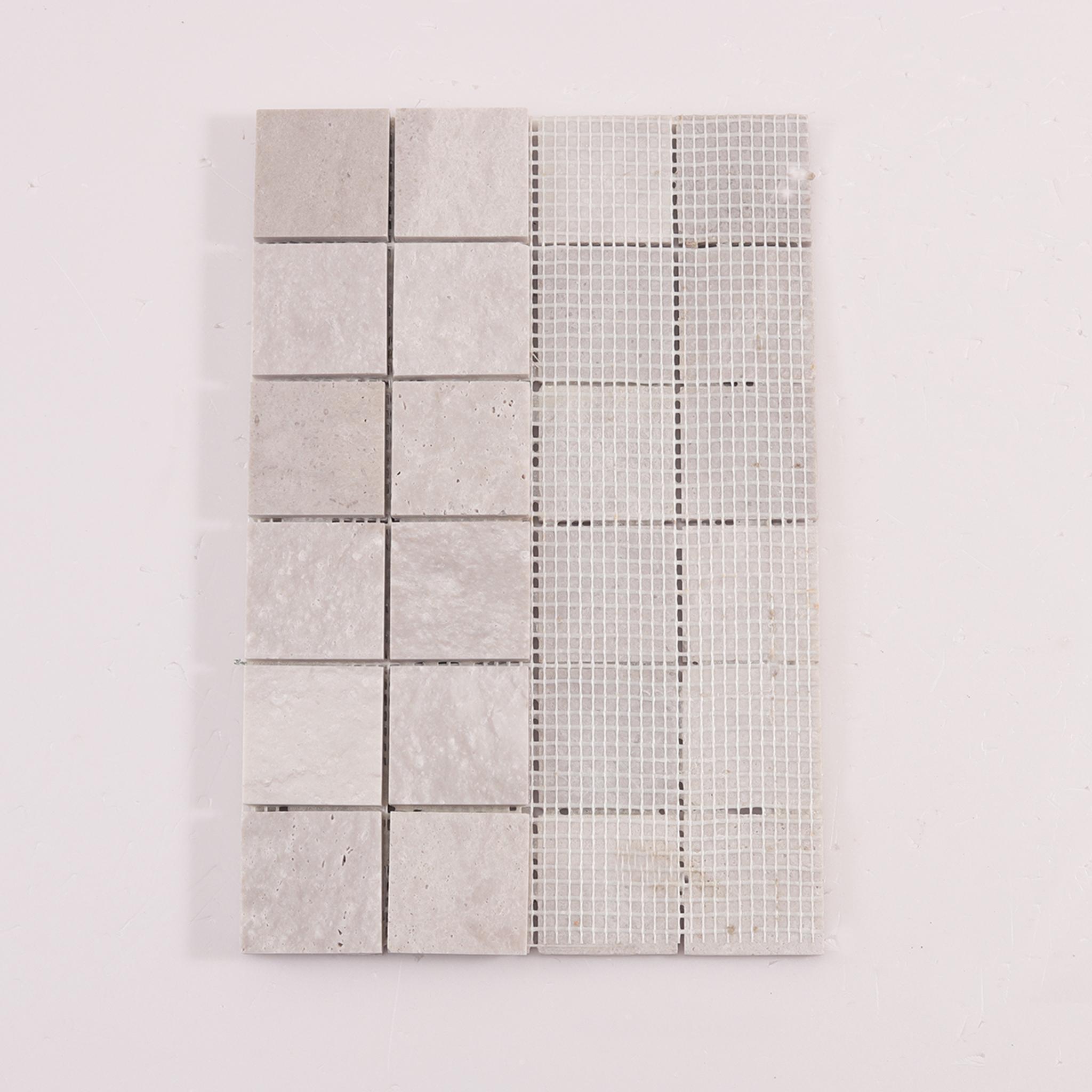 Gray Square Marble Mosaic Backsplash Tiles — mosaic vuông bằng đá marble xám